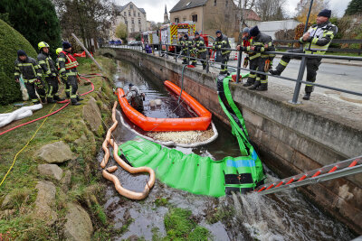 Das THW ist seit etwa 13 Uhr mit einem Bagger im Einsatz, um das abgebrannte Gebäude abzureißen. Foto: Andreas Kretschel