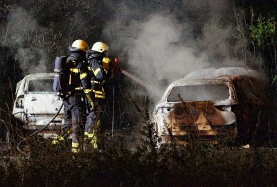 Aktion gegen Immobilienfirma? Drei Autos in Flammen und eine Person verletzt - Die Feuerwehr Leipzig wurde in der Nacht von Freitag auf Samstag gegen 3.40 Uhr in die Straße der 53 nach Leipzig Lindenthal alarmiert. 