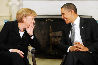 Angela Merkel veröffentlicht ihre Memoiren "Freiheit" - Merkel mit Ex-US-Präsident Barak Obama im Weißen Haus 2009.