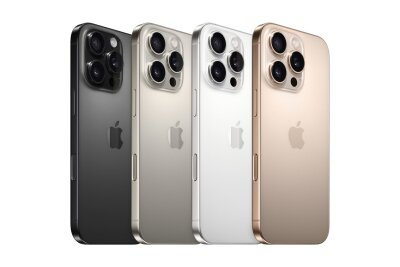 Apples iPhone wird intelligenter: Das kann die neue Generation - Die Farbtöne des neuen iPhone 16 Pro heißen Titan Schwarz, Titan Natur, Titan Weiß und Titan Wüstensand. 