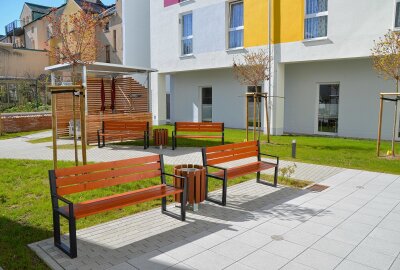 Aspida-Pflegecampus hat gute Nachrichten: Hofkonzerte gehen weiter - Das ist der Aspida-Innenhof in der Bergstraße 36 in Plauen. Foto: Karsten Repert