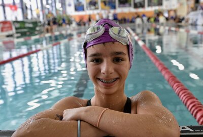 Auer Wismutpokal mit 351 Sportler aus 21 Vereinen - Pia Herold aus Aue schwimmt für den FC Erzgebirge Aue. Foto: Ralf Wendland