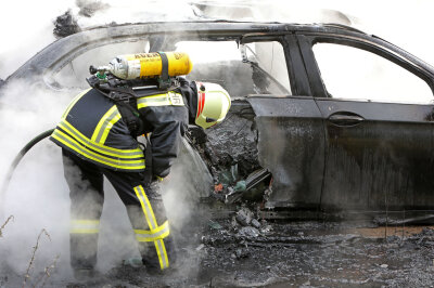 Ausgebranntes Auto: War es ein technischer Defekt? - Das Fahrzeug fing während der Fahrt plötzlich Feuer. 