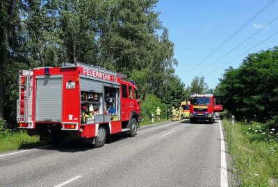 Auto kommt von Fahrbahn ab und kollidiert mit Baum: Verletzte -  Im weiteren Verlauf blieb die Feuerwehr vor Ort um des Abschleppen zu unterstützen, da sich das Fahrzeug einige Meter tief im Wald befand und eventuell Bäume und Sträucher entfernt werden mussten. Foto: Xcitepress