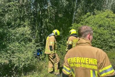 Auto kommt von Fahrbahn ab und kollidiert mit Baum: Verletzte -  Im weiteren Verlauf blieb die Feuerwehr vor Ort um des Abschleppen zu unterstützen, da sich das Fahrzeug einige Meter tief im Wald befand und eventuell Bäume und Sträucher entfernt werden mussten. Foto: Xcitepress