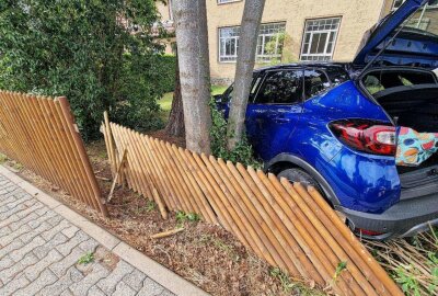 Autounfall in Großgrabe: Fahrerin landet zwischen Baum und Zaun - Die Fahrerin eines Renault kam aus bislang ungeklärter Ursache von der Fahrbahn ab. Foto: xcitepress