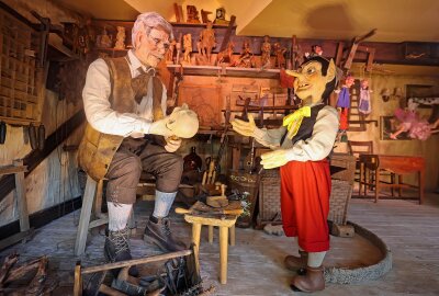 Besucher erleben mystische Sommernächte im Freizeitpark Plohn - Durchs Fenster entdeckten die Gäste "Plohnocchios" Märchenwelt. Foto: Thomas Voigt