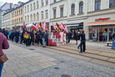 Buntes Treiben beim CSD in Görlitz: Gegendemos prägen Straßenbild - Mit Deutschlandflaggen und Reichsfahnen schreitet die Gegenbewegung voran. Foto: Luise Malinka