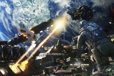 "Call of Duty": Vom Nachahmer zum Milliarden-Shooter - Futuristische Szenarien bot die Shooter-Reihe schon lange, doch mit "Call of Duty: Infinite Warfare" wechselte die Ballerreihe ins Science-Fiction-Genre: Das Geschehen findet großenteils im Weltraum statt. Das bringt auch neue Gameplay-Aspekte mit sich. Schöner schießen in der Schwerelosigkeit, so die Devise.