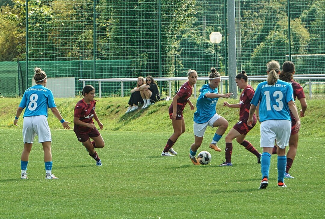 CFC-Frauen: Mit Demut zum Erfolg - Gegen die zweite Mannschaft von RasenBallsport Leipzig - einem ambitionierten Regionalligisten - gab es in der Vorbereitung eine 0:4-Niederlage. Foto: Marcus Hengst