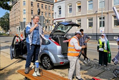 Chemnitz: Demonstration für Palästina zieht durch die Stadt - Am Samstagnachmittag hatte die Chemnitzer Initiative "Chemnitz für Palästina zu einer Demo aufgerufen. Foto: Harry Härtel