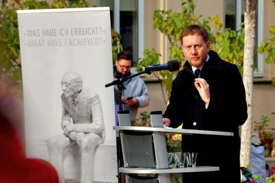 Ministerpräsident Michael Kretschmer hielt eine Rede.