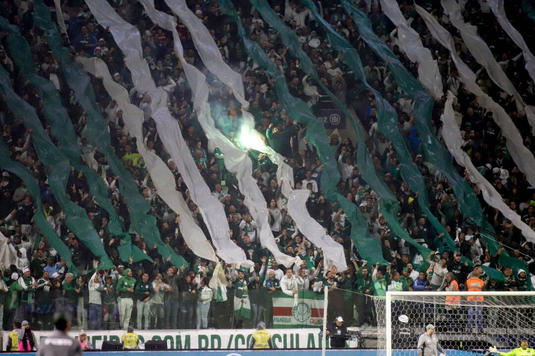 Ein Toter und 20 Verletzte bei Fan-Krawallen in Brasilien - Die Fans von Palmeiras bei einem früheren Spiel im Stadion.