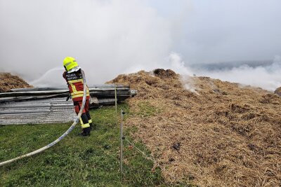 Erneuter Brand in Lagerhalle: War es Brandstiftung? Schriftzug gibt Rätsel auf - Die Feuerwehrkräfte mussten erneut zum Brandort ausrücken. Foto: Mike Müller