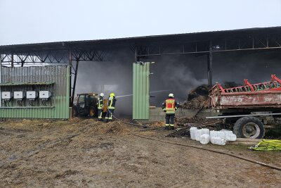 Erneuter Brand in Lagerhalle: War es Brandstiftung? Schriftzug gibt Rätsel auf - Die Feuerwehrkräfte mussten erneut zum Brandort ausrücken. Foto: Mike Müller