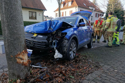 Fahrerin prallt gegen Baum: Vier Personen verletzt - Bei einem Unfall wurden vier Menschen verletzt.