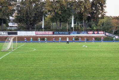 FSV Zwickau wird ausgebremst - Die Gastgeber nutzen die Situation, um eine Trainingseinheit durchzuführen. Foto: Knut Berger