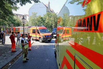 Fünf Verletzte bei Brand in Mehrfamilienhaus - Obwohl der Brand mit einem Strahlrohr schnell gelöscht werden konnte, mussten durch die Feuerwehr insgesamt 14 Menschen zum Teil mit Brandfluchthauben über den Treppenraum gerettet werden. Foto: Roland Halkasch