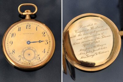 Goldene Uhr von "Titanic"-Überlebenden erzielt Rekordpreis - Drei Witwen wohlhabender Geschäftsleute schenkten die Uhr ihrem Retter.