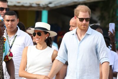 Harry und Meghan trüben die Freude über Kates Genesungs-Fortschritt - Prinz Harry und Herzogin Meghan, hier bei einem Empfang in Kolumbien, haben eine Doku über den Polo-Sport produziert und im denkbar unglücklichsten Moment dafür geworben.