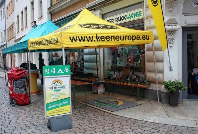 Herbstfest: Freiberg feiert die Feste wie sie fallen - Händler präsentierten sich auch außen. Hier der Ricksachse. Foto: Renate Fischer