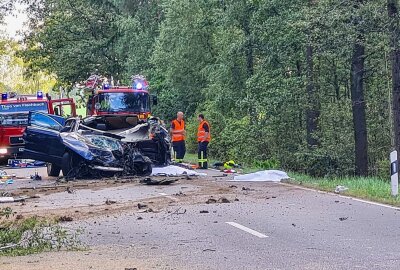 Horrorcrash: Vier Tote bei Autounfall auf Landstraße - Am Samstagnachmittag kam es zu einem schweren Verkehrsunfall auf der Bundesstraße 6 zwischen Grossharthau und Fischbach. Foto: xcitepress/BrLau