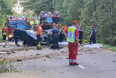 Horrorcrash: Vier Tote bei Autounfall auf Landstraße - Am Samstagnachmittag kam es zu einem schweren Verkehrsunfall auf der Bundesstraße 6 zwischen Grossharthau und Fischbach. Foto: xcitepress/BrLau