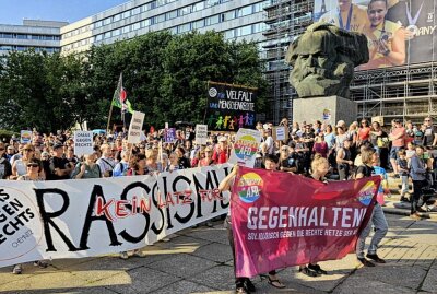 Kundgebung gegen Rassismus in Chemnitz - Demo gegen Rassimus in Chemnitz. Foto: Harry Härtel