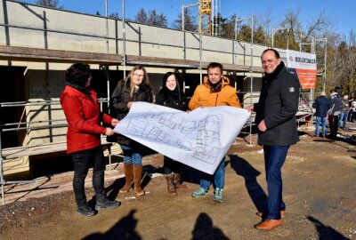 Limbach-Oberfrohna: Neue Kita nimmt Gestalt an - Am Donnerstag fand das Richtfest für die neue Kita statt. Foto: Steffi Hofmann