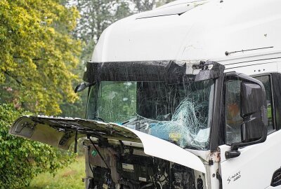 LKW verunglückt: Fahrzeug kommt von der Straße ab und landet im Graben - Die Polizei führt nun die weiteren Ermittlungen. Foto: LausitzNews