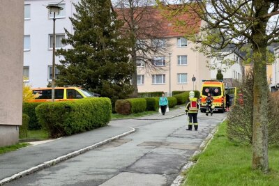 Medizinischer Notfall mit Feuerwehr- und Rettungshubschraubereinsatz in Aue. Foto: Daniel Unger