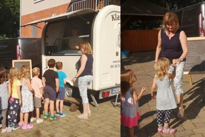 Mobiler Eisladen sorgt für strahlende Kinderaugen in Mittelsächsischer Kita - Am 28.August war die Freude in der Villa Kunterbunt groß, als plötzlich der Eismann auf dem Hof stand. 