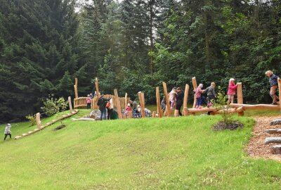 Neuer Spielpunkt auf ehemaliger Freibad-Liegewiese in Erfenschlag - Aber auch die anderen Geräte bereiten den Kindern viel Freude. Foto: Steffi Hofmann