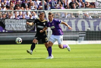 Perfekter Saisonstart: Schwarze Erzgebirgs-Veilchen siegen gegen den VfL Osnabrück - Anthony Barylla lies nichts anbrennen in der Auer Abwehr Foto: Alexander Gerber