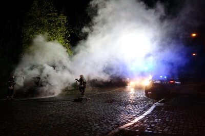 PKW in Brand: Polizei ermittelt wegen möglicher Brandstiftung - Auffällig war das es an dem Fahrzeug Einbruchsspuren gab, so die Polizei vor Ort. 