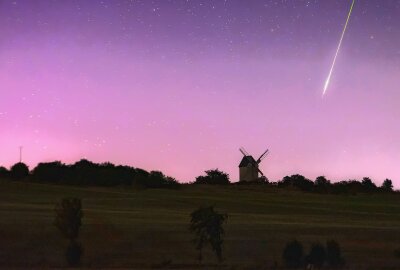 Polarlichter und Meteoren: Spektakuläre Lichtershow über Sachsen - Impressionen des Spektakels vom Liebschützberg. Foto: EHL Media