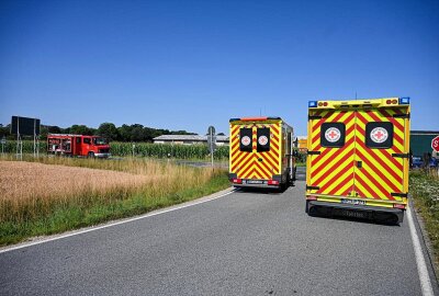 Rettungshubschrauber im Einsatz: Vier Verletzte nach Kreuzungscrash - Am Freitagmorgen kam es bei Großschweidnitz zu einem Verkehrsunfall im Kreuzungsbereich. Foto: LausitzNews/Philipp Grohmann