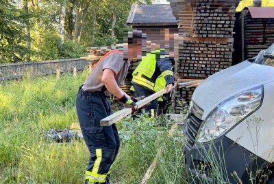 Schwarzenberg: Katze von Feuerwehr gerettet - Am Montagabend haben zwei zufällig vorbeilaufende Kinder oberhalb an der Rollerbahn auf einem Gelände des städtischen Betriebshof in Schwarzenberg eine schreiende Katze gehört. Foto: Daniel Unger