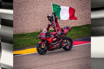 Siegerfotos: Das sind eure schönsten Sachsenring-Momente 2024 - Der 3. Platz - Der Fotograf von Francesco Bagnaia auf der Auslaufrunde- kann sich über einen Zugang zum Boxendach für den MotoGP 2025 freuen. 