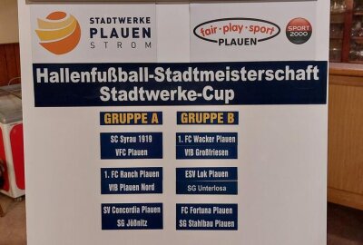 Stadtmeisterschaft 2025: Fünffachsieger VFC Plauen eröffnet gegen Syrau - Bilder von der Auslosung der Vorrundengruppen für den 11. Stadtwerke-Cup. 