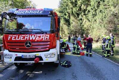 Suche nach vermisster Person in erzgebirgischem Stollen: Einsatzkräfte finden Explosivkörper - Einsatz auf der Sehmatalstraße. Foto: Niko Mutschmann