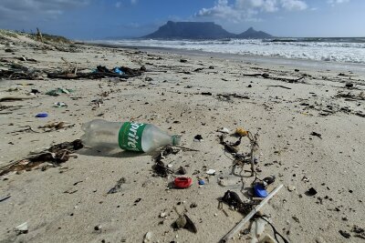 Südafrika: Wilde Natur am Fuße des Tafelbergs... - Sunset Beach in Kapstadt zeigt die Meeresverschmutzung deutlich.