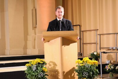 UNESCO-Welterbe-Jubiläum mit Festakt in Freiberg gefeiert - Ministerpräsident Michael Kretschmer bei seinem Grußwort. Foto: Renate Fischer