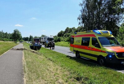 Unfall auf der B176: PKW überschlägt sich - Unfall auf der B176: PKW überschlägt sich zwischen Borna und Lobstädt. Foto: xcitepress