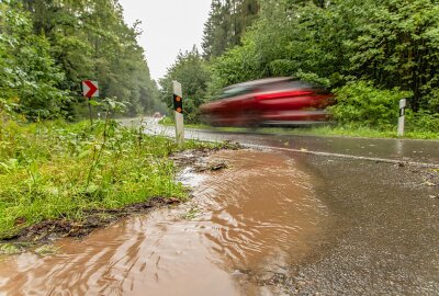 Unwetter in Sachsen: Sturmschäden durch umgestürzte Bäume im Vogtland - Schwere Gewitter sorgen auch in Waldkirchen für Überflutungen. Foto: André März