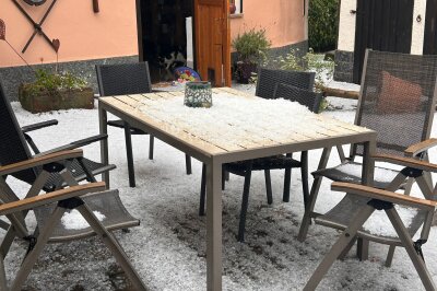 Unwetter über kleinem Dorf im Landkreis Zwickau: Hagel und Schlamm sorgen für Feuerwehreinsatz - Von Hochsommer zu scheinbaren Winter - Unwetter in Kaufungen.