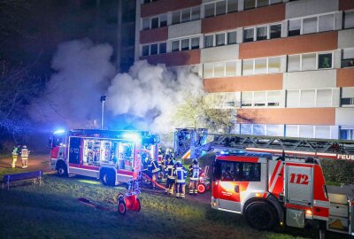 Update zu Starke Rauchentwicklung bei Brand in Leipzig: Zwei Verletzte - Feuerwehrleute leiteten nach der Ankunft direkt die Menschenrettung ein, evakuierten alle 50 Bewohner und versorgte zwei verletzte Patienten. Foto: EHL Media/Björn Stach