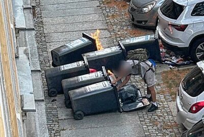 Update zum Brand auf dem Sonnenberg: Unbekannter zündet Mülltonnen an - Mülltonnen brannten auf dem Chemnitzer Sonnenberg. Foto: ChemPic