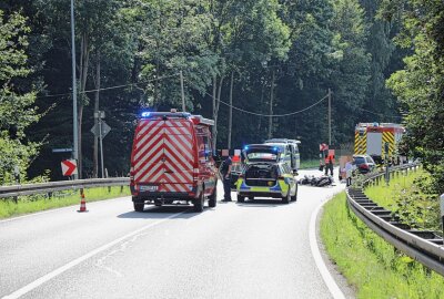 Update zum Unfall auf der B169: Motorrad prallt auf abbiegenden Audi - Am Samstagnachmittag kam es auf der B169 bei Frankenberg zu einem Verkehrsunfall, bei dem eine Person schwer verletzt wurde. Foto: Erik Hoffmann