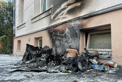 Update zur Ermittlung wegen Brandstiftung: Mülltonnen auf Sonnenberg angezündet - In der Nacht brannten vier Mülltonnen. Foto: Jan Härtel